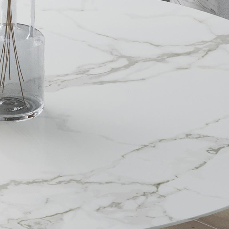 Stone Top Dining Table Modern Round Table with Pedestal Base