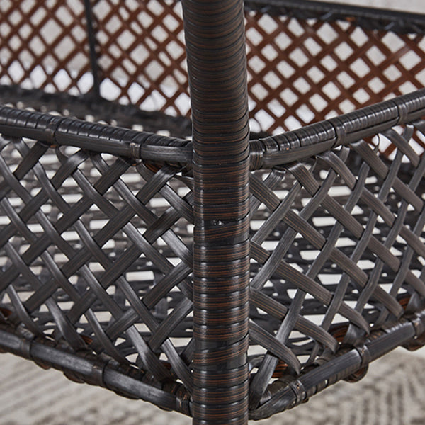 Rattan Contemporary Rectangular Dining Table Glass Top Table for Dining Room