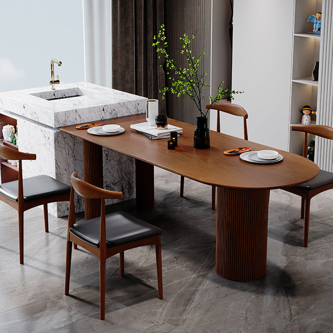 Modern Ash Wood Table for Restaurant Oval Table with 3 Wood Legs