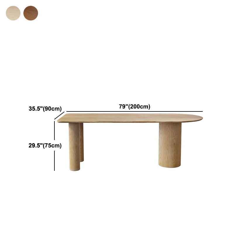 Modern Ash Wood Table for Restaurant Oval Table with 3 Wood Legs