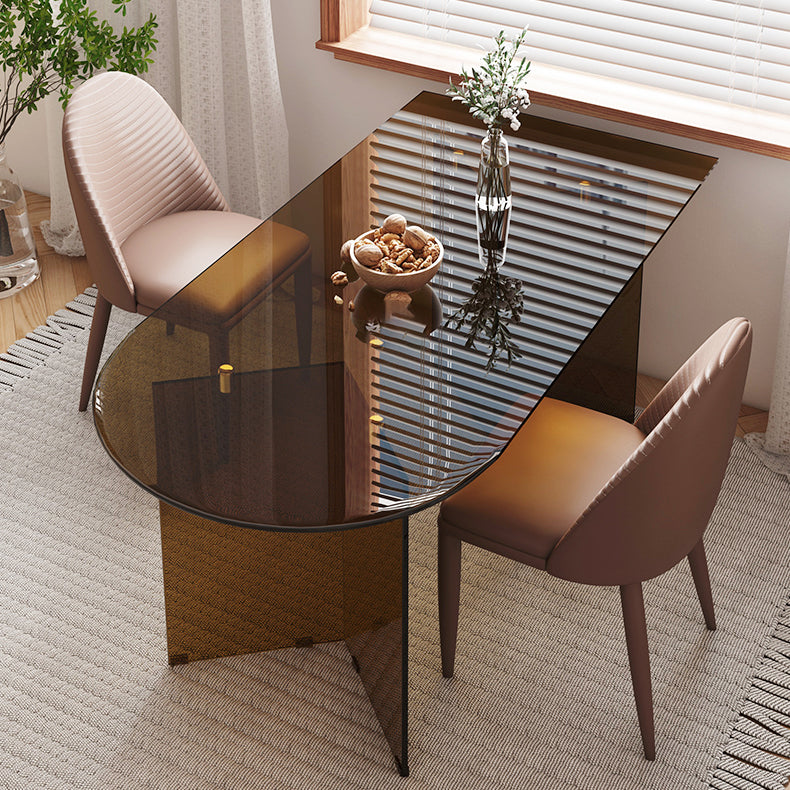 Contemporary Free Form Table Clear Glass Top Table for Dining Room