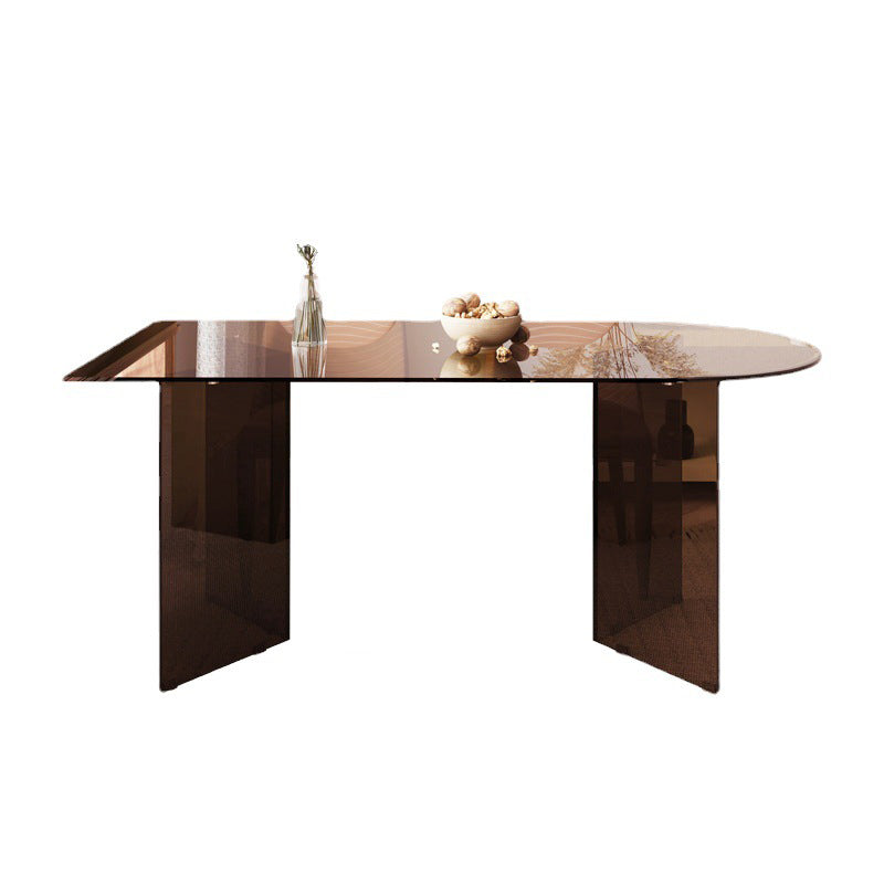 Contemporary Free Form Table Clear Glass Top Table for Dining Room