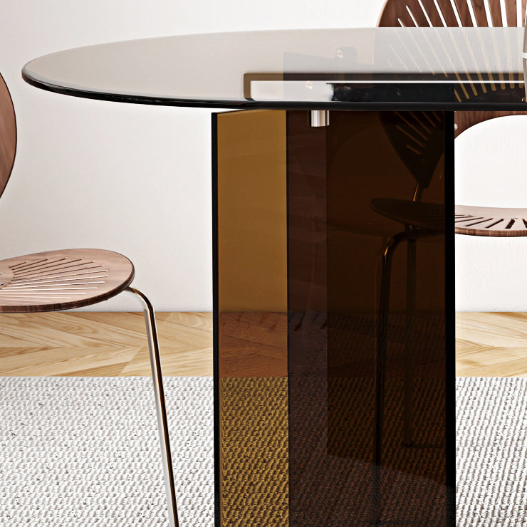 Contemporary Free Form Table Clear Glass Top Table for Dining Room