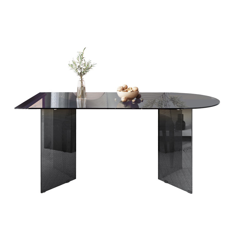 Contemporary Free Form Table Clear Glass Top Table for Dining Room