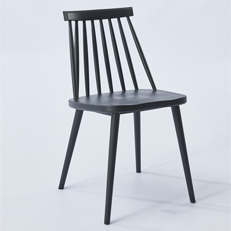 Scandinavian Slat Back Side Chair for Home Plastic Dining Armless Chair