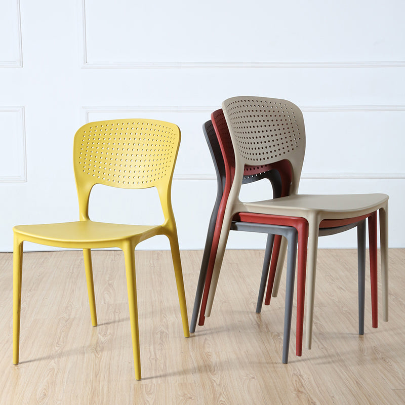 Minimalist Style Plastic Stacking Dining Chair Open Back Dining Side Chair
