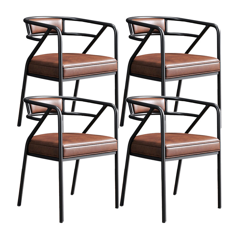 Nordic Design Faux Leather Side Chair Open Back Dining Side Chairs
