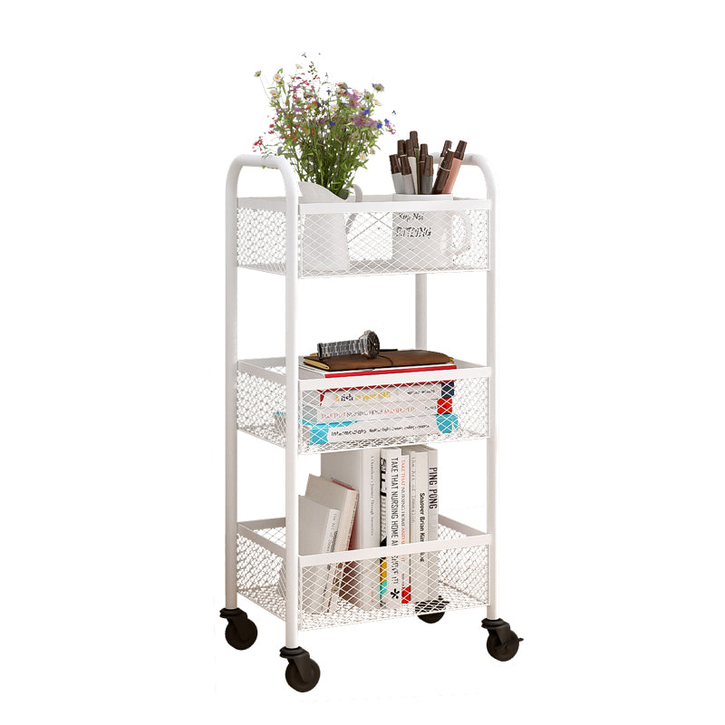 Glam Style Standard Bookcase Metal Closed Back Bookshelf with Wheels