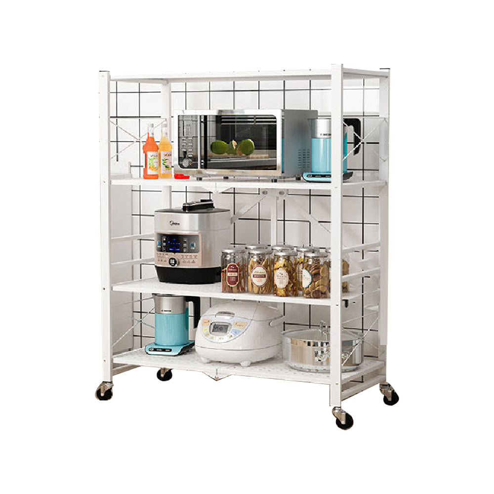 Industrial Folding Steel Etagere Bookshelf Open Bookshelf with Caster Wheels
