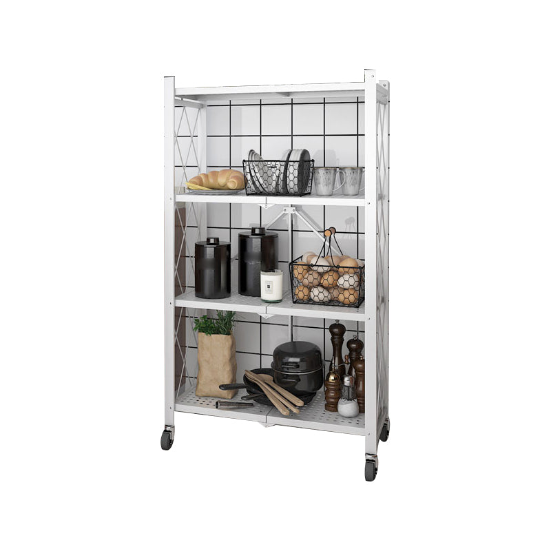 Industrial Folding Steel Etagere Bookshelf Open Bookshelf with Caster Wheels