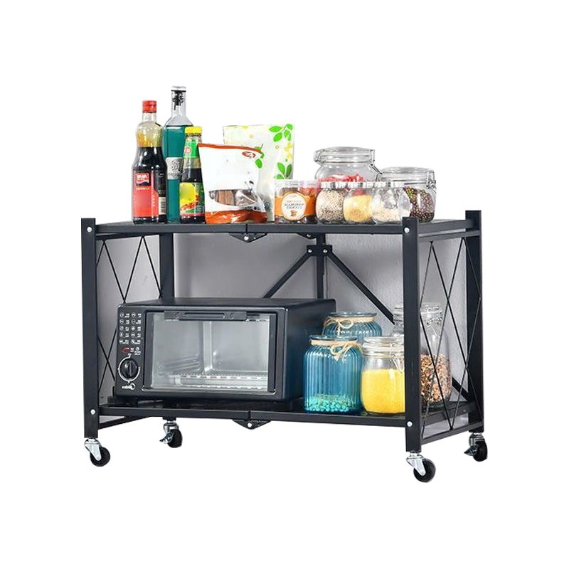 Industrial Folding Steel Etagere Bookshelf Open Bookshelf with Caster Wheels