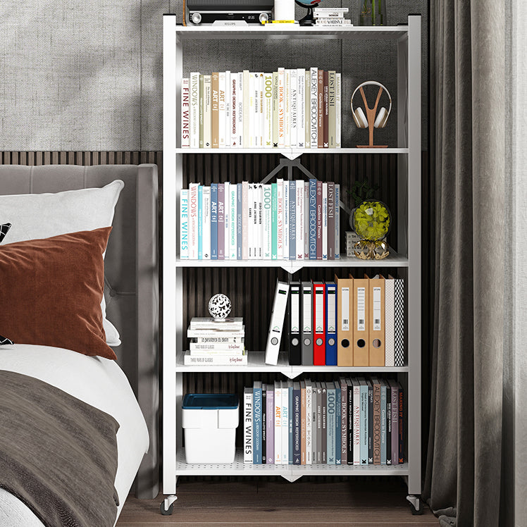 Industrial Folding Steel Etagere Bookshelf Open Bookshelf with Caster Wheels