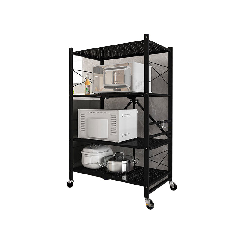 Industrial Folding Steel Etagere Bookshelf Open Bookshelf with Caster Wheels