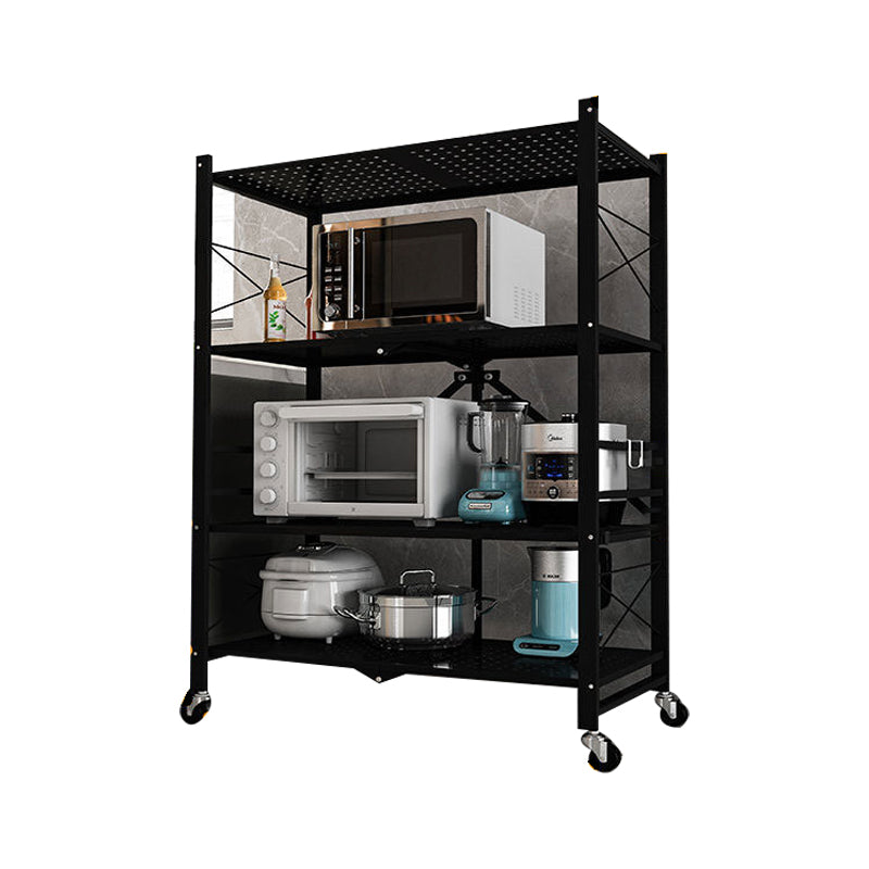 Industrial Folding Steel Etagere Bookshelf Open Bookshelf with Caster Wheels