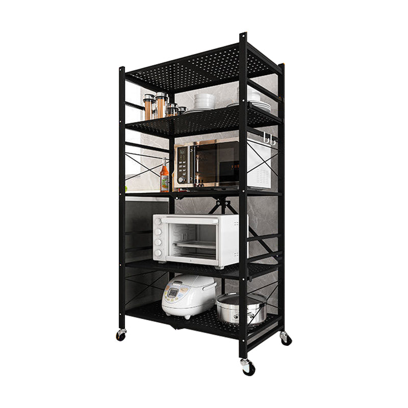 Industrial Folding Steel Etagere Bookshelf Open Bookshelf with Caster Wheels