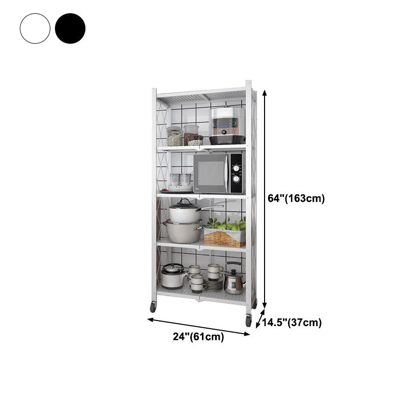 Industrial Folding Steel Etagere Bookshelf Open Bookshelf with Caster Wheels