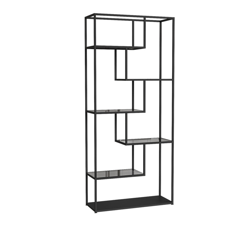 Industrial Open Back Bookshelf with Iron Frame Bookcase for Home Office