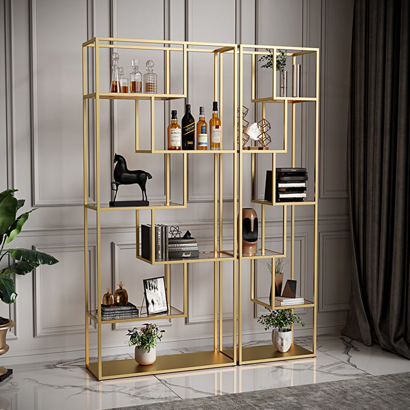 Industrial Open Back Bookshelf with Iron Frame Bookcase for Home Office