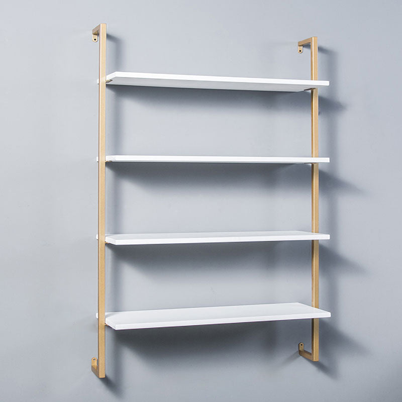 Contemporary Wall Unit Bookcase Metal Frame Pine Wood Shelf Bookshelf
