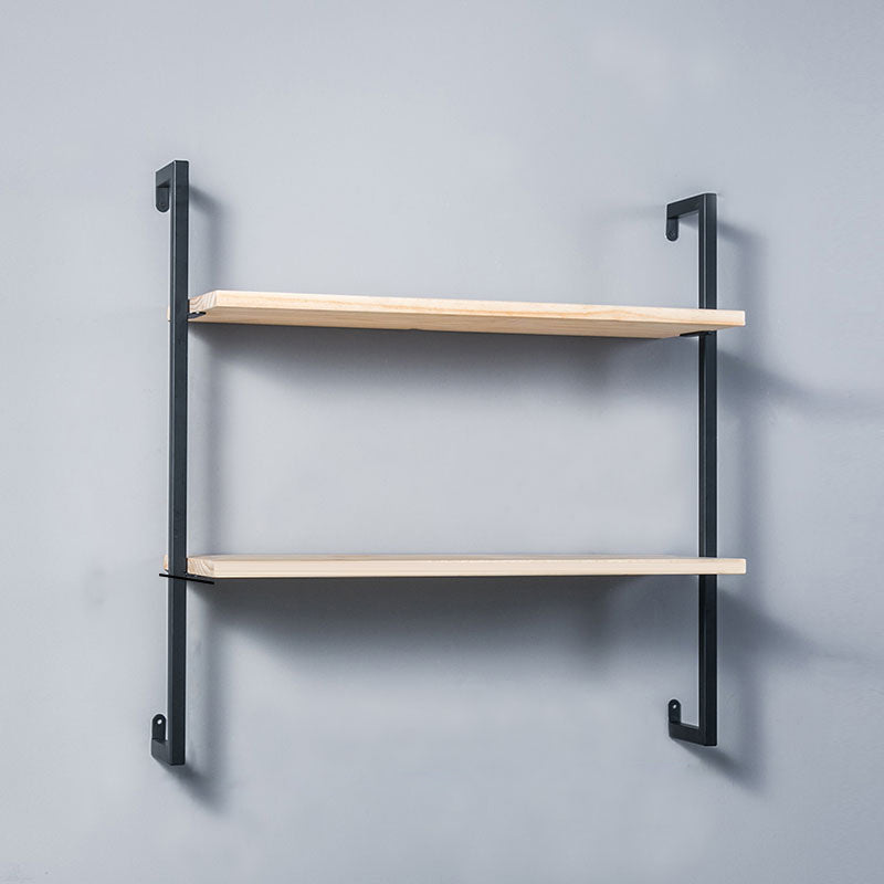 Contemporary Wall Unit Bookcase Metal Frame Pine Wood Shelf Bookshelf