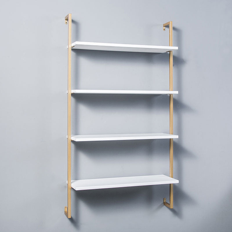 Contemporary Wall Unit Bookcase Metal Frame Pine Wood Shelf Bookshelf