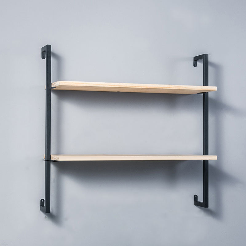 Contemporary Wall Unit Bookcase Metal Frame Pine Wood Shelf Bookshelf