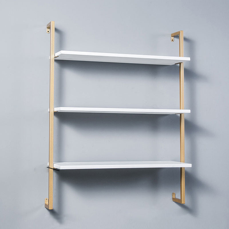 Contemporary Wall Unit Bookcase Metal Frame Pine Wood Shelf Bookshelf