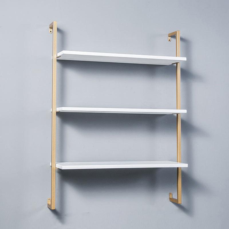 Contemporary Wall Unit Bookcase Metal Frame Pine Wood Shelf Bookshelf