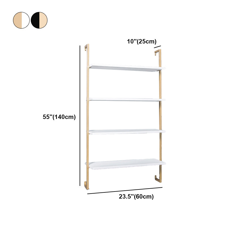 Contemporary Wall Unit Bookcase Metal Frame Pine Wood Shelf Bookshelf