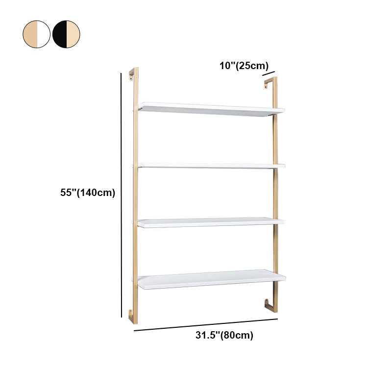 Contemporary Wall Unit Bookcase Metal Frame Pine Wood Shelf Bookshelf