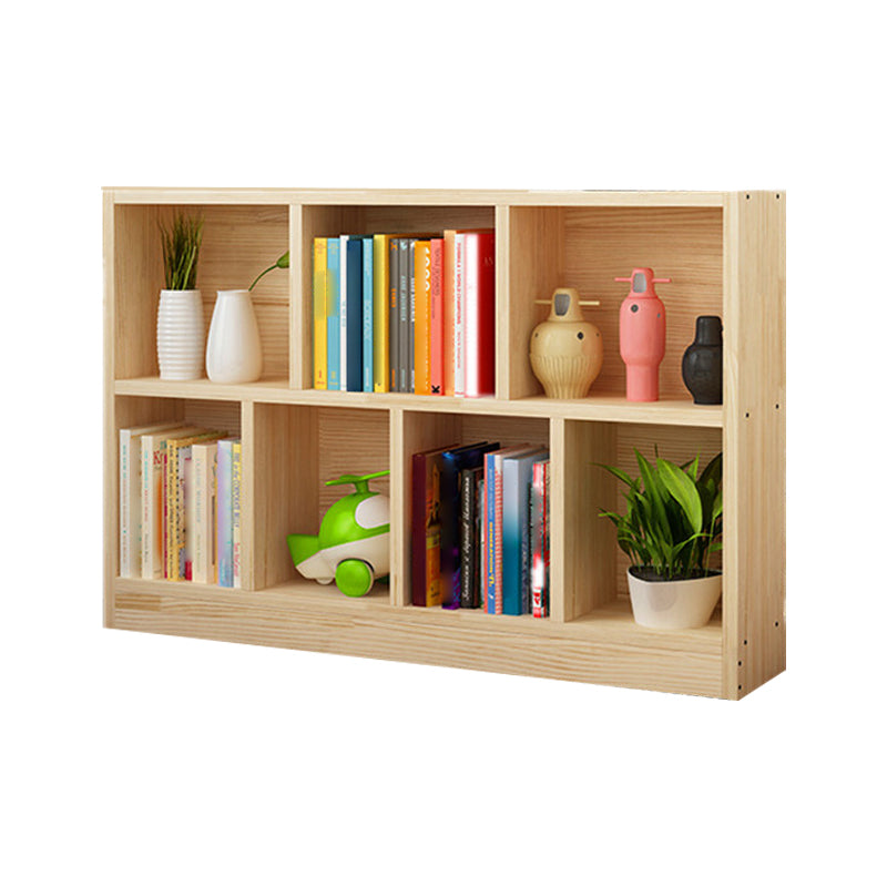 Natural Pine Wood Standard Bookshelf Modern Closed Back Bookcase for Classroom
