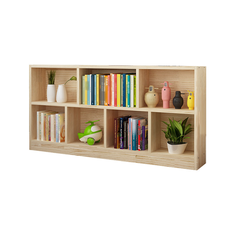 Natural Pine Wood Standard Bookshelf Modern Closed Back Bookcase for Classroom