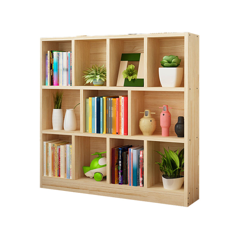 Natural Pine Wood Standard Bookshelf Modern Closed Back Bookcase for Classroom