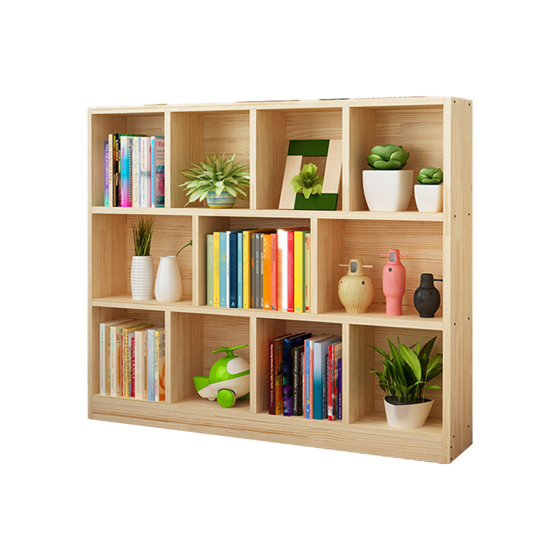 Natural Pine Wood Standard Bookshelf Modern Closed Back Bookcase for Classroom