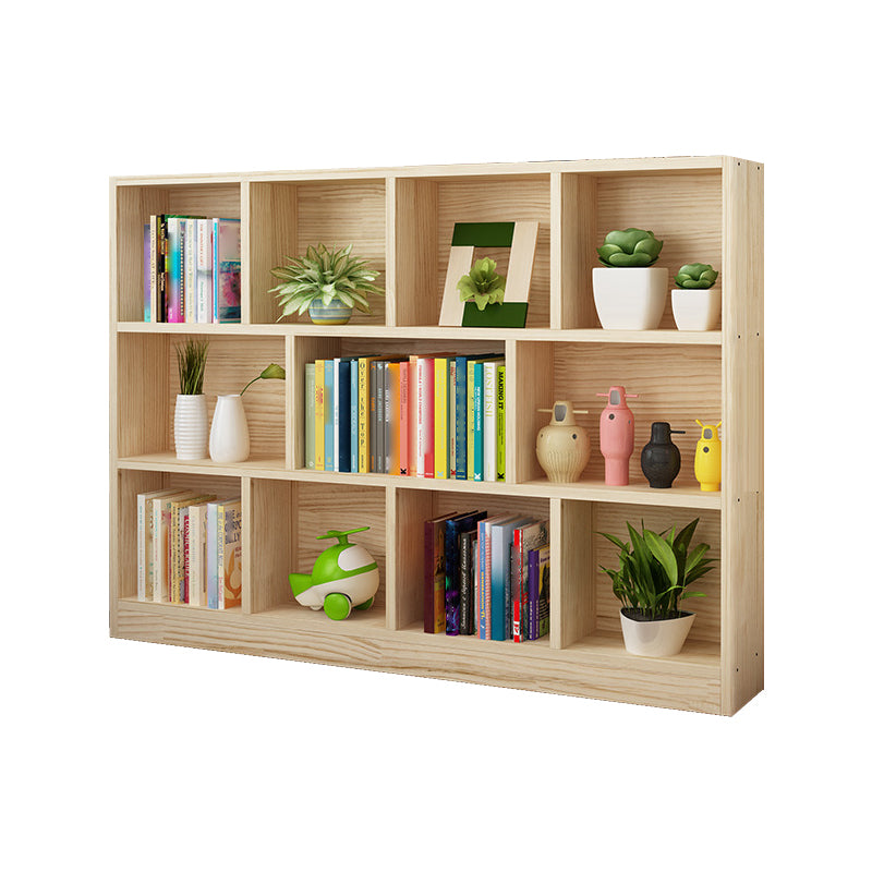 Natural Pine Wood Standard Bookshelf Modern Closed Back Bookcase for Classroom