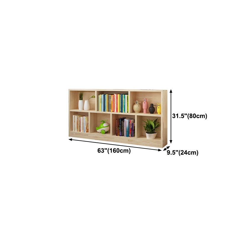 Natural Pine Wood Standard Bookshelf Modern Closed Back Bookcase for Classroom