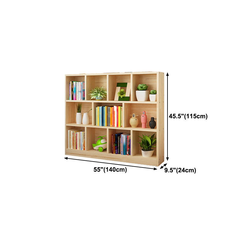 Natural Pine Wood Standard Bookshelf Modern Closed Back Bookcase for Classroom