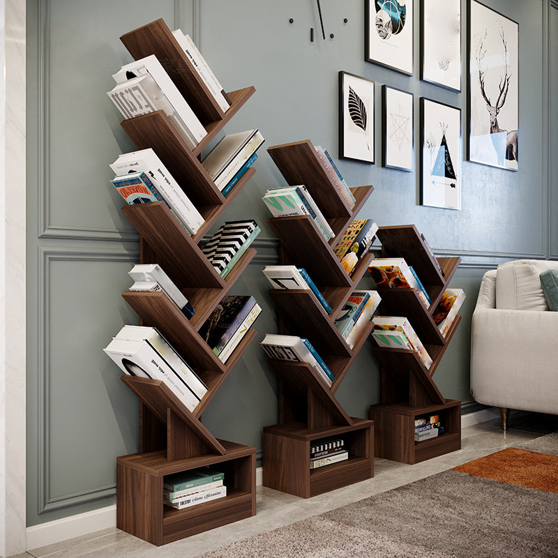 Manufactured Wood Corner Bookshelf Modern Closed Back Vertical Bookcase
