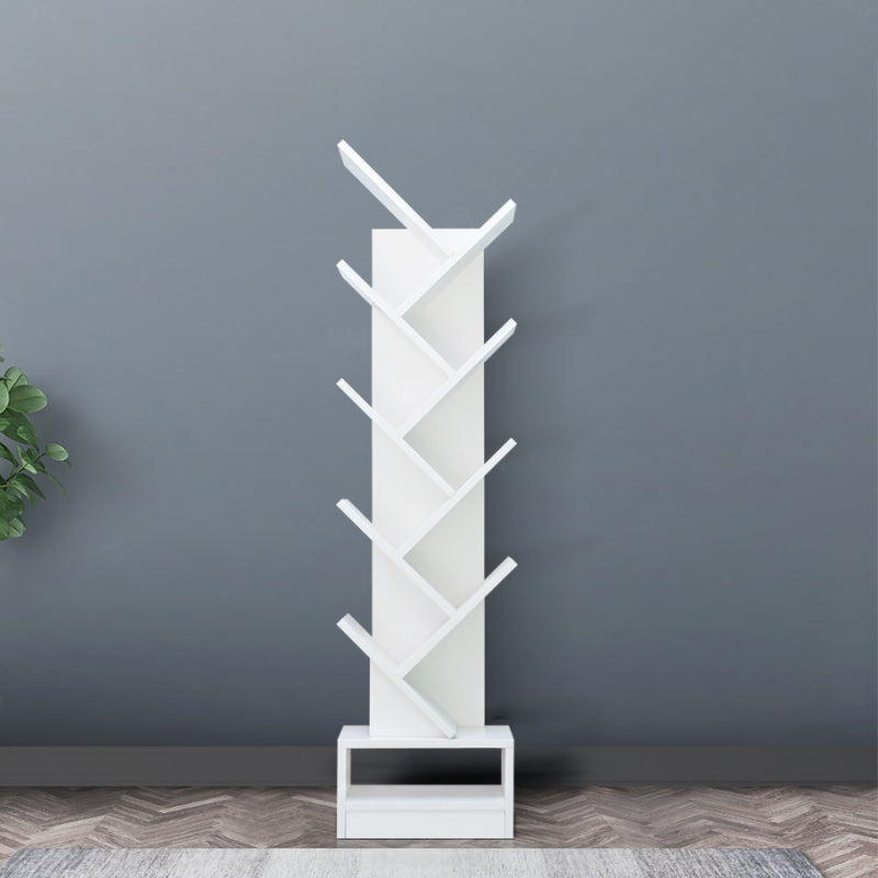 Manufactured Wood Corner Bookshelf Modern Closed Back Vertical Bookcase