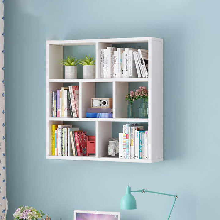 Solid Wood Bookshelf Contemporary Style Wall Mounted Bookcase for Office Home