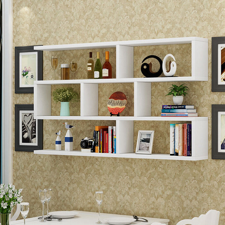 Solid Wood Bookshelf Contemporary Style Wall Mounted Bookcase for Office Home