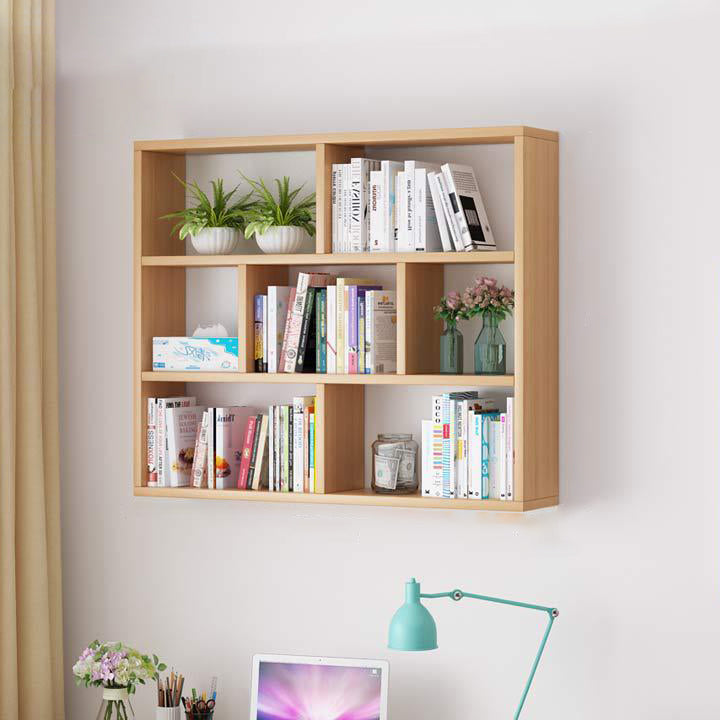 Solid Wood Bookshelf Contemporary Style Wall Mounted Bookcase for Office Home