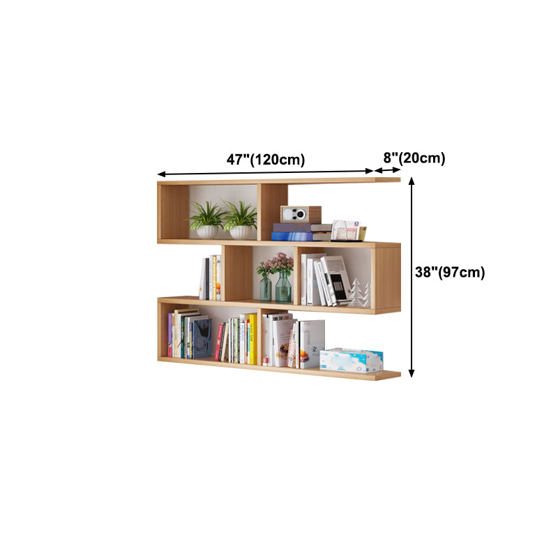 Solid Wood Bookshelf Contemporary Style Wall Mounted Bookcase for Office Home