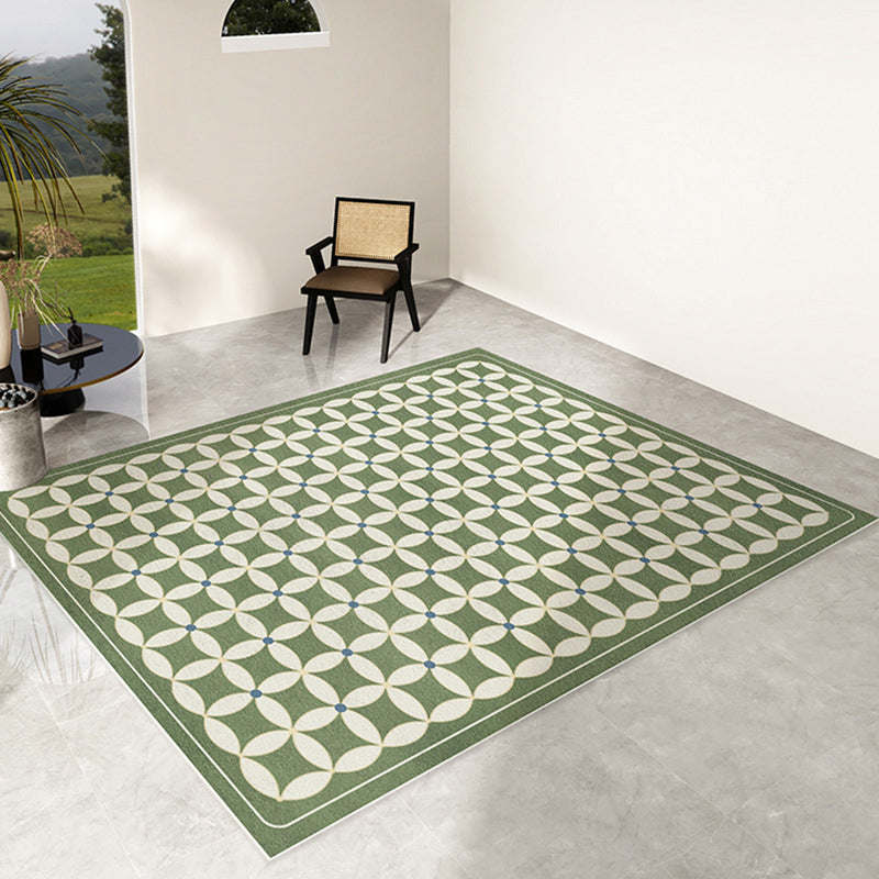 Geometric Pattern Living Room Rug Polyester Washable Area Rug