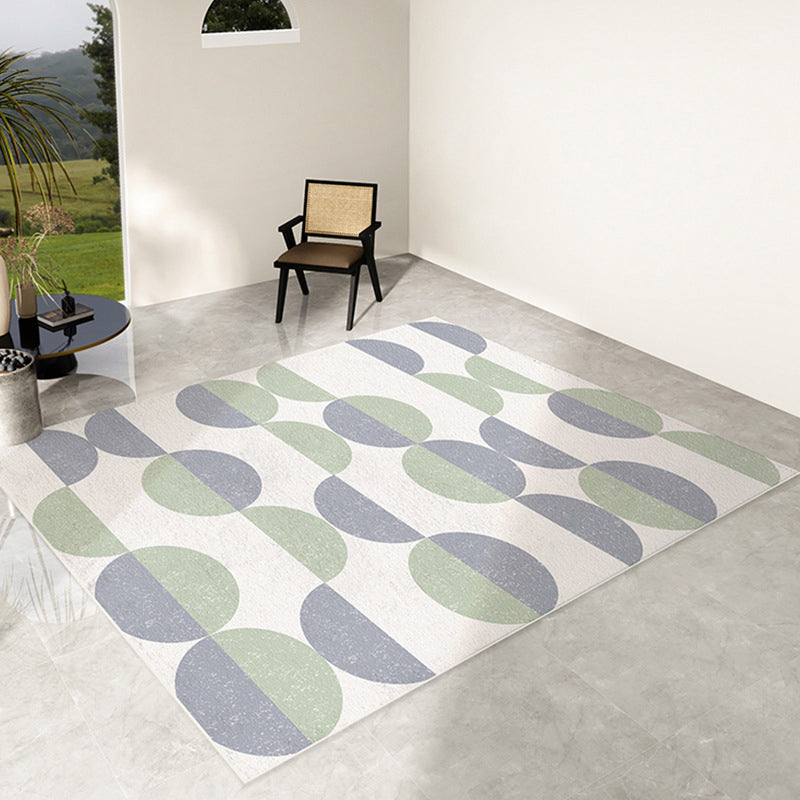 Geometric Pattern Living Room Rug Polyester Washable Area Rug