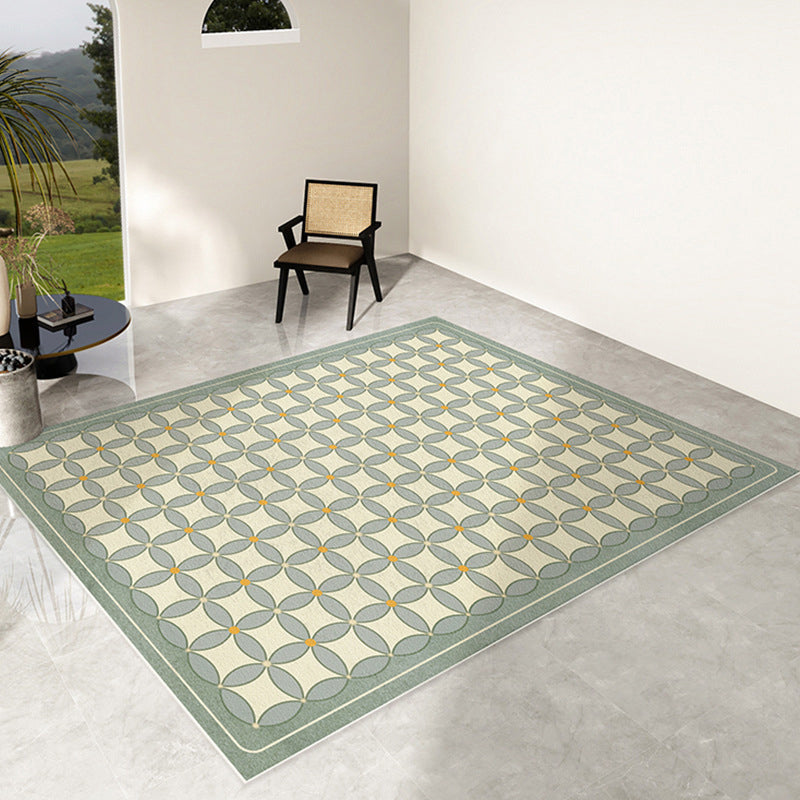 Geometric Pattern Living Room Rug Polyester Washable Area Rug
