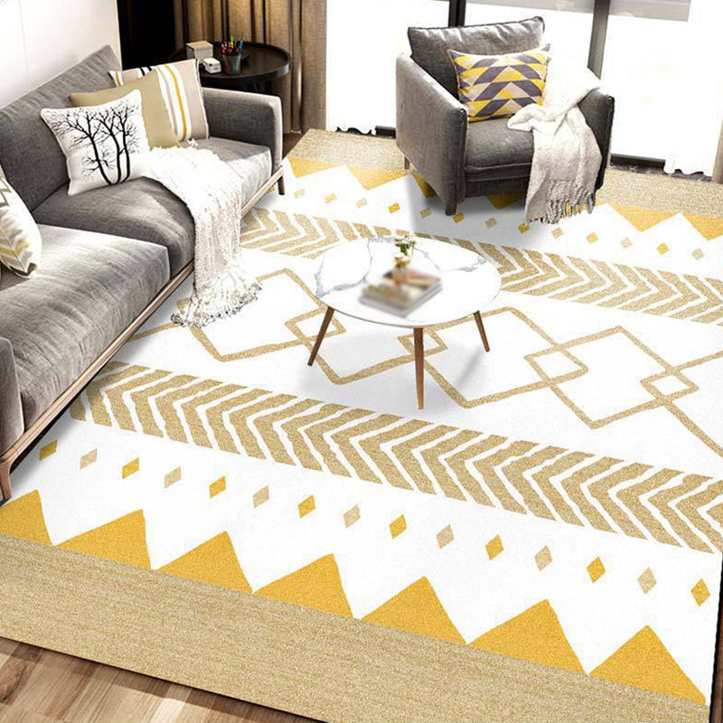 Modern Style Rug Color Block Rug Beige Stain Resistant Rug for Home Decor