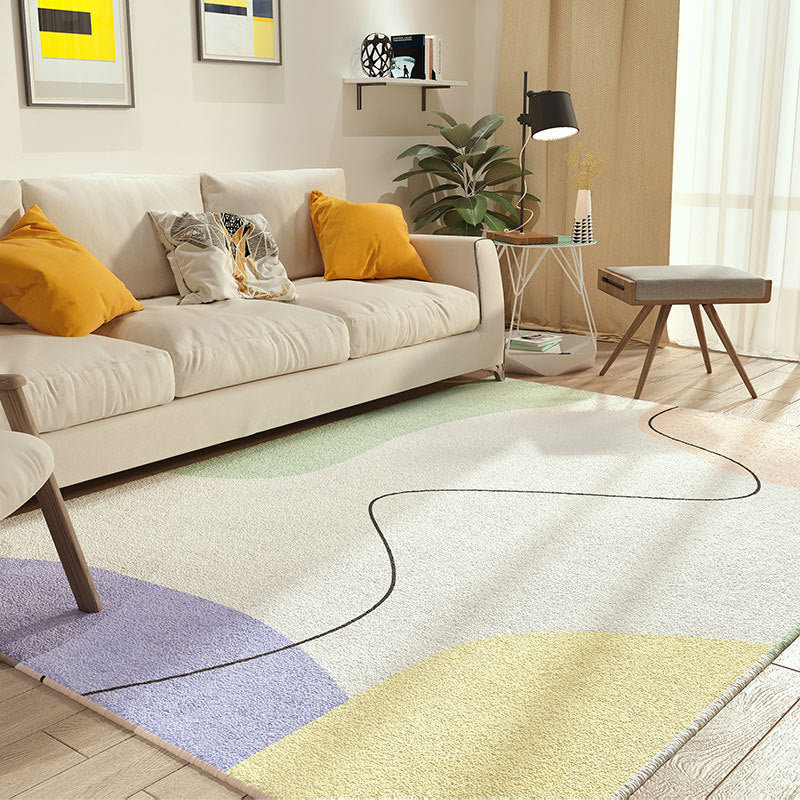 Tapis de Style moderne, bloc de couleurs, Beige, résistant aux taches, pour la décoration de la maison