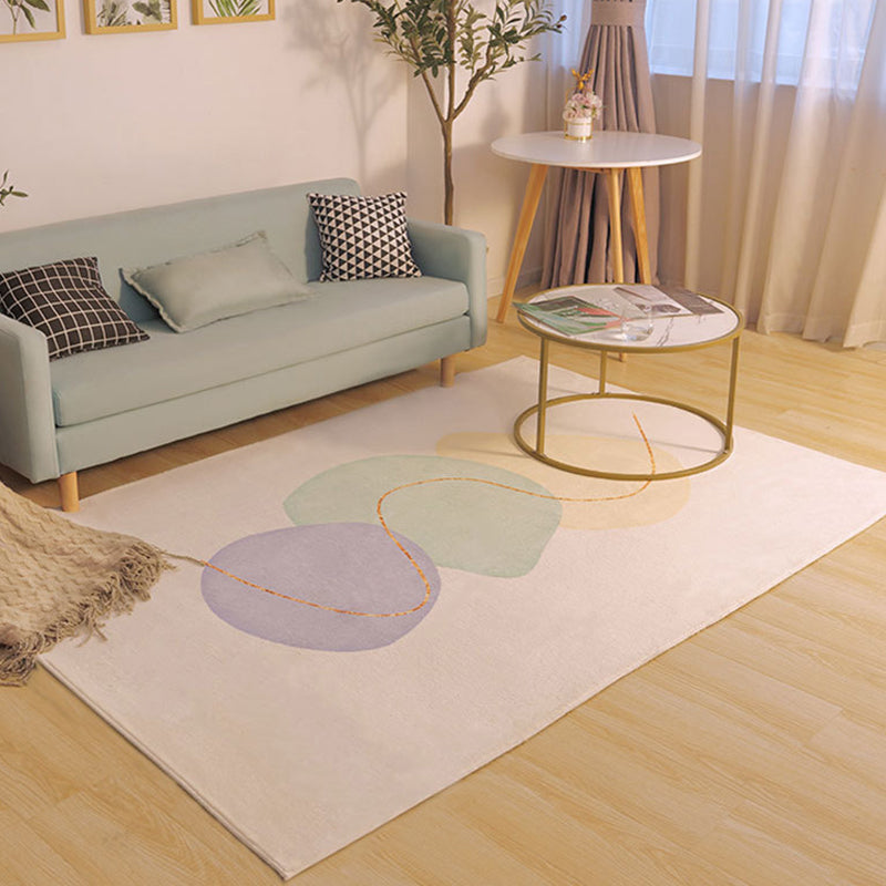 Modern Style Rug Color Block Rug Beige Stain Resistant Rug for Home Decor