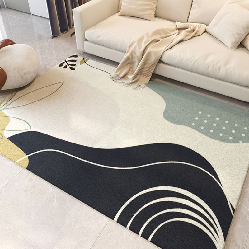 Color Block Living Room Rug Nordic Style Carpet Polyester Washable Area Rug